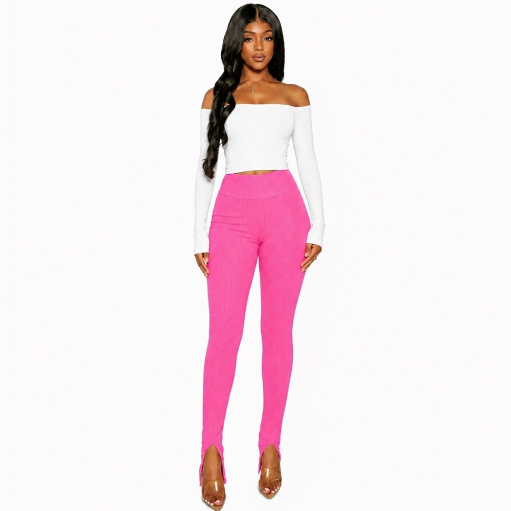 Naked Wardrobe Snatched Side-Slit Leggings